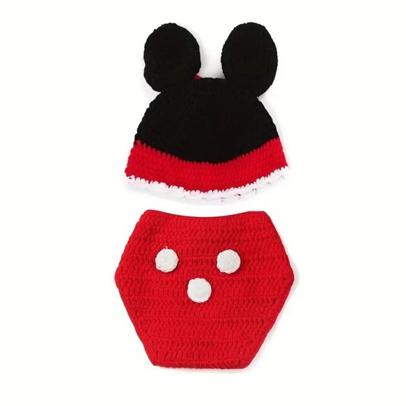 Adorable Hand-Knitted Mouse Costume Set for Kids - Perfect for Photo Shoots - Picture 3 of 5